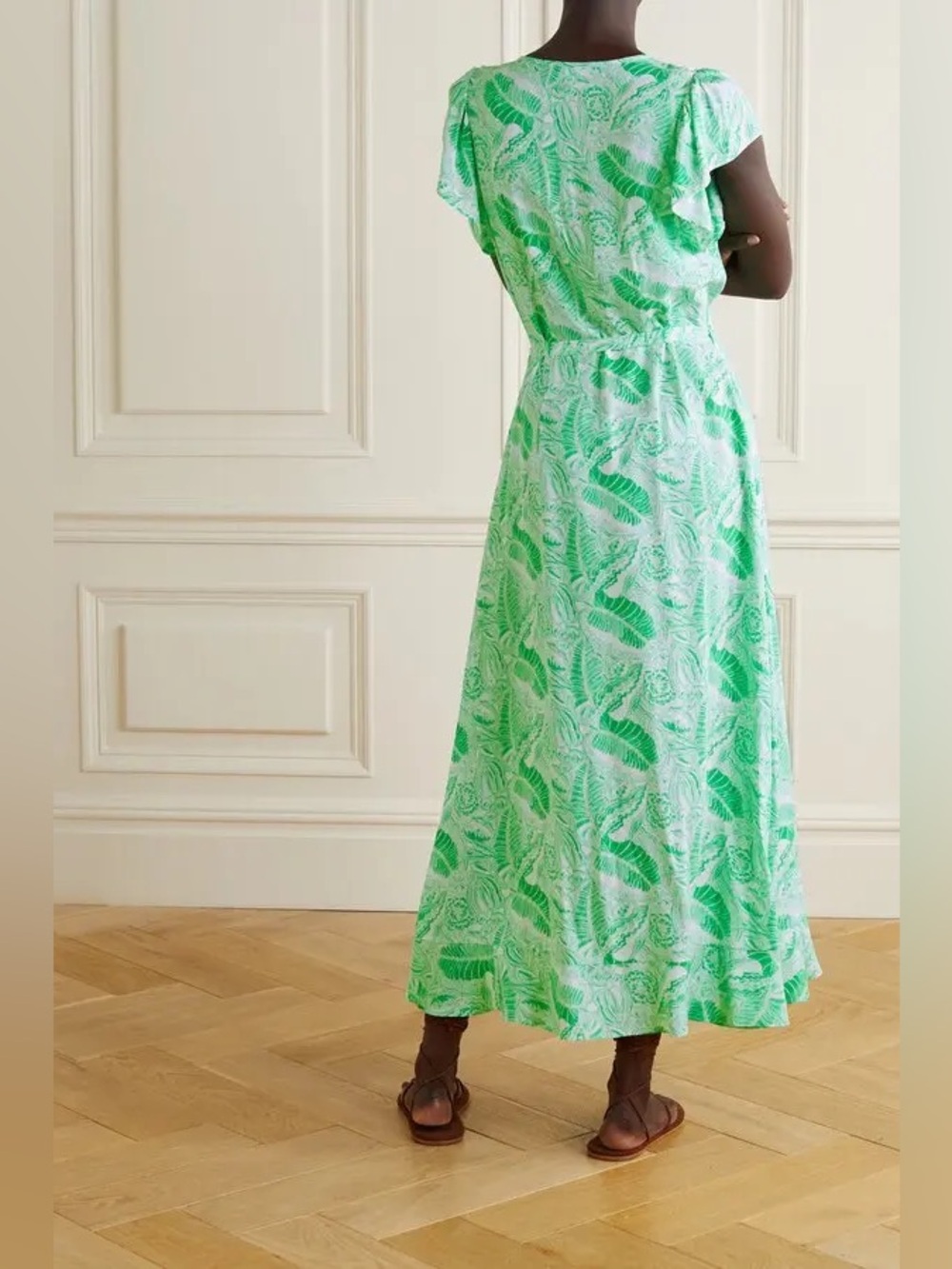 NWT Melissa Odabash Bria Ruffled Printed Voile Wrap Dress Sz Large SwimCover - Picture 3 of 13